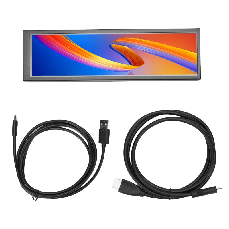 8.8 Inch PC Temperature Display 1920x480 Computer Temp Display 178 Degree Wide View Dynamic Theme Support Standard Version - Image 1