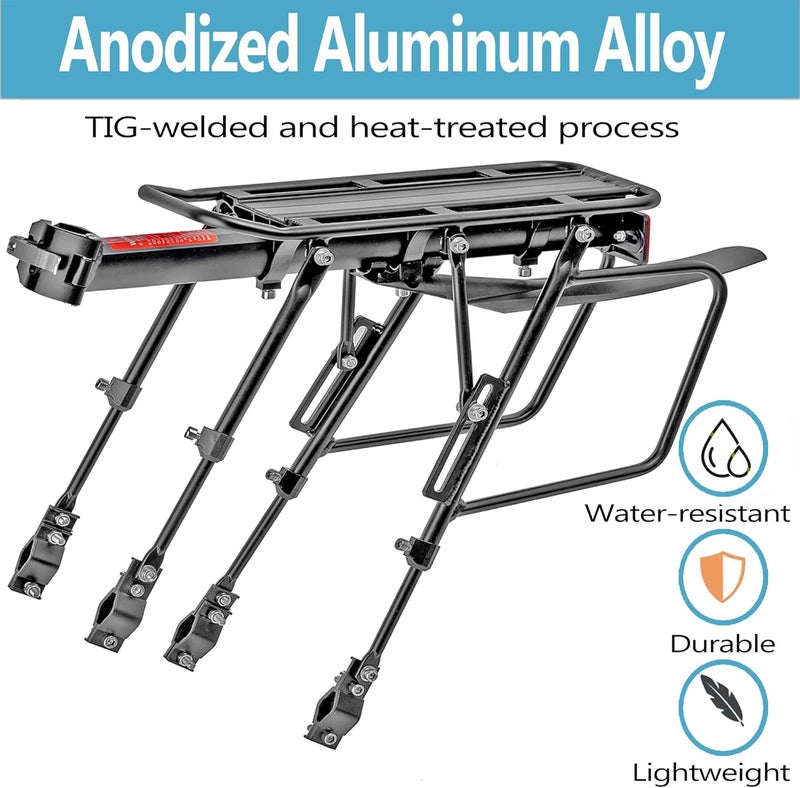 YONTUO Rear Bike Rack with Quick Release, Adjustable Aluminum Cargo Rack with Fender and Reflector - Image 2