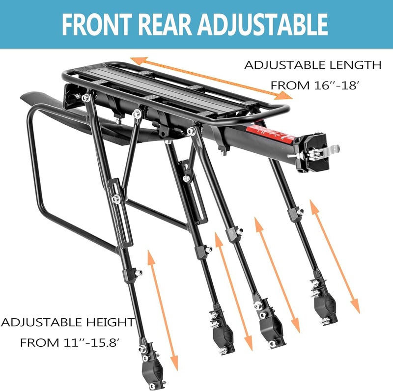 YONTUO Rear Bike Rack with Quick Release, Adjustable Aluminum Cargo Rack with Fender and Reflector - Image 4