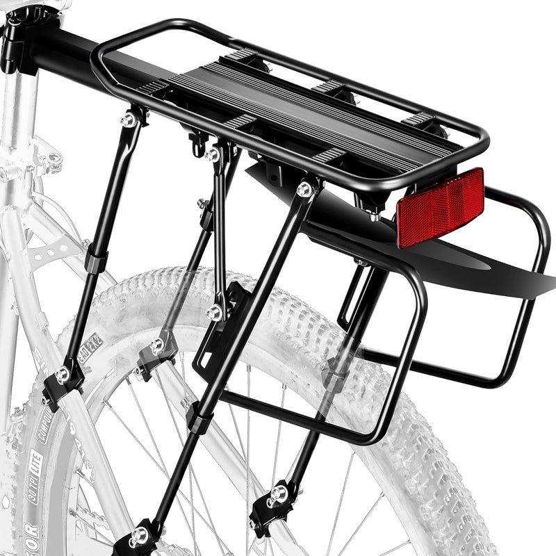 YONTUO Rear Bike Rack with Quick Release, Adjustable Aluminum Cargo Rack with Fender and Reflector - Image 1