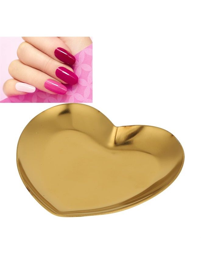 ZJchao Nail Palette, Makeup Palette Nail Palette Heart Shaped Art Palette Stainless Steel Makeup Mixing Palette Makeup DIY Paint Color Mixing Tray Nail Art Palette Resin(Gold) - Image 1