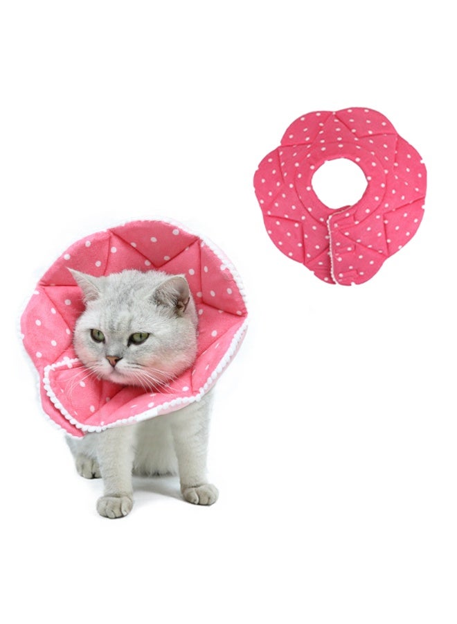 Cat Recovery Collar, Polka Dot Tapered collar protection cotton adjustable soft Elizabethan collar for Cat and Dogs - Image 1