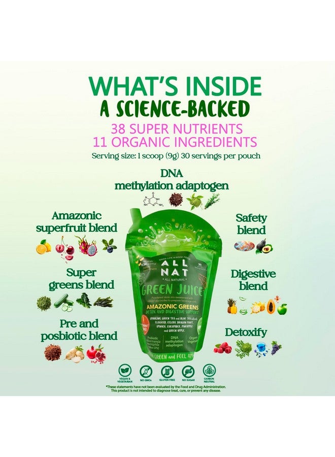 Generic ALL NAT Green Juice Powder - 30 Servings | Help Detox & Digestive Support with Amazonic Greens, Adaptogens, Probiotics & Antioxidants - Spirulina, Dragon Fruit, Green Tea, Pineapple  - Image 2