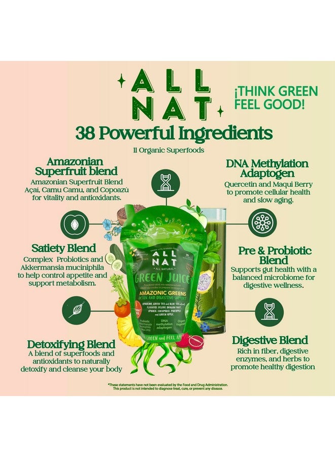 Generic ALL NAT Green Juice Powder - 30 Servings | Help Detox & Digestive Support with Amazonic Greens, Adaptogens, Probiotics & Antioxidants - Spirulina, Dragon Fruit, Green Tea, Pineapple  - Image 4