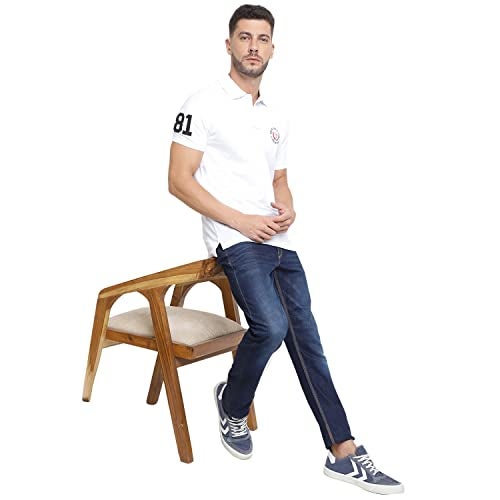 Van Heusen Men Sport Varsity Inspired Polo Regular Fit T-Shirt - 100% Combed Cotton - Short Sleeve, Dual Coloured Collar_70017_White_XL - Image 4