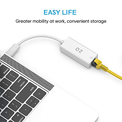 QZ [1Gbps, USB 3.1 Gen1] USB C to Ethernet Adapter, Type C to LAN RJ45, USB Type C to Ethernet Converter Supports LAN Speeds up to 1Gbps [USB 3.1 Gen 1] [Thunderbolt-3 Compatible] - Image 4