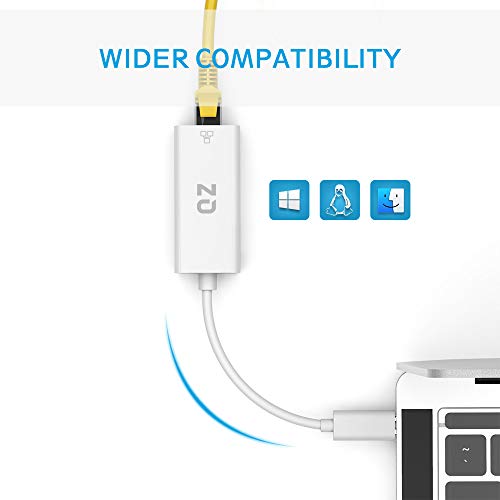 QZ [1Gbps, USB 3.1 Gen1] USB C to Ethernet Adapter, Type C to LAN RJ45, USB Type C to Ethernet Converter Supports LAN Speeds up to 1Gbps [USB 3.1 Gen 1] [Thunderbolt-3 Compatible] - Image 5
