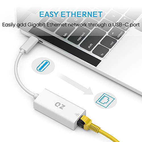 QZ [1Gbps, USB 3.1 Gen1] USB C to Ethernet Adapter, Type C to LAN RJ45, USB Type C to Ethernet Converter Supports LAN Speeds up to 1Gbps [USB 3.1 Gen 1] [Thunderbolt-3 Compatible] - Image 2