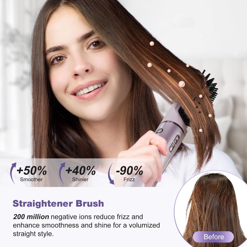 7MAGIC Hot Air Styler Wrap, 7 in 1 Professional Hair Dryer Brush with Auto-Wrap Curlers, Fast Drying Blow Dryer, Volumizing Straightening Styling Multi-Styler No Heat Damage, Travel Case (Purple) - Image 5