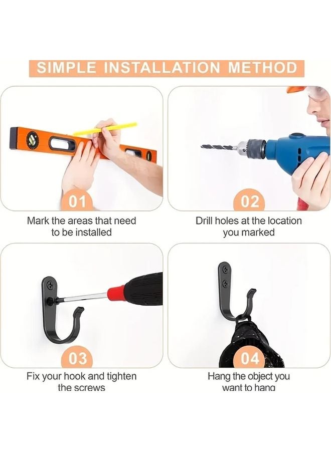 5pcs Heavy Duty Black Metal Wall Hooks Industrial Pipe Style Hangers With Screws Easy To Install For Home Office Decor - Image 3