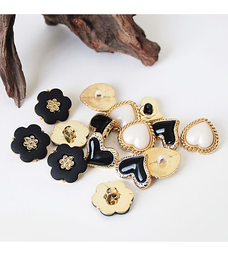 Irregular Black Plum Blossom Double Tone Buttons 10pcs Hand Sewing Cardigan Sweater Clothing Decor - Image 2