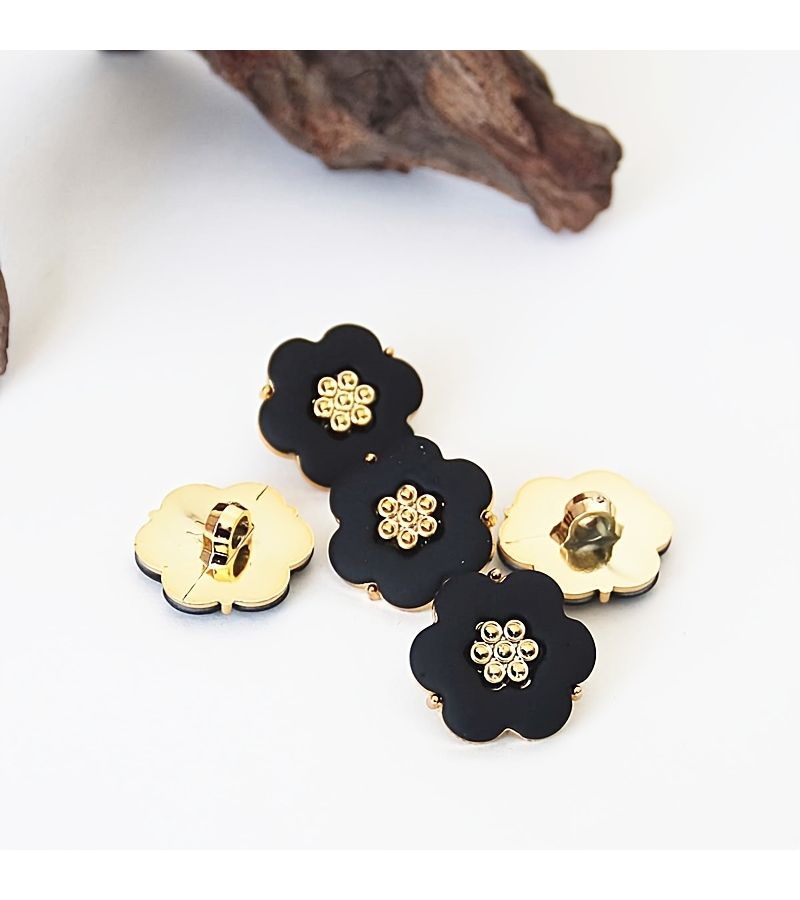 Irregular Black Plum Blossom Double Tone Buttons 10pcs Hand Sewing Cardigan Sweater Clothing Decor - Image 5