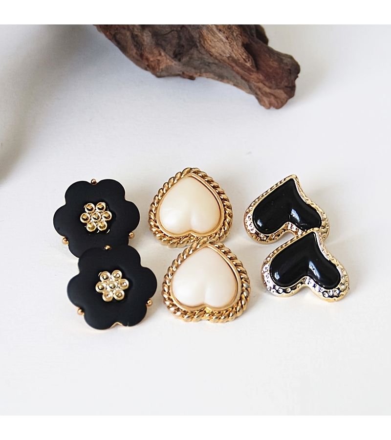 Irregular Black Plum Blossom Double Tone Buttons 10pcs Hand Sewing Cardigan Sweater Clothing Decor - Image 4