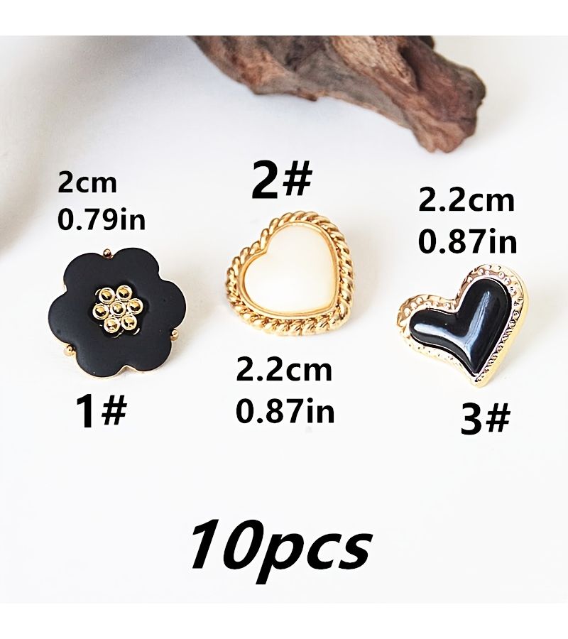 Irregular Black Plum Blossom Double Tone Buttons 10pcs Hand Sewing Cardigan Sweater Clothing Decor - Image 3
