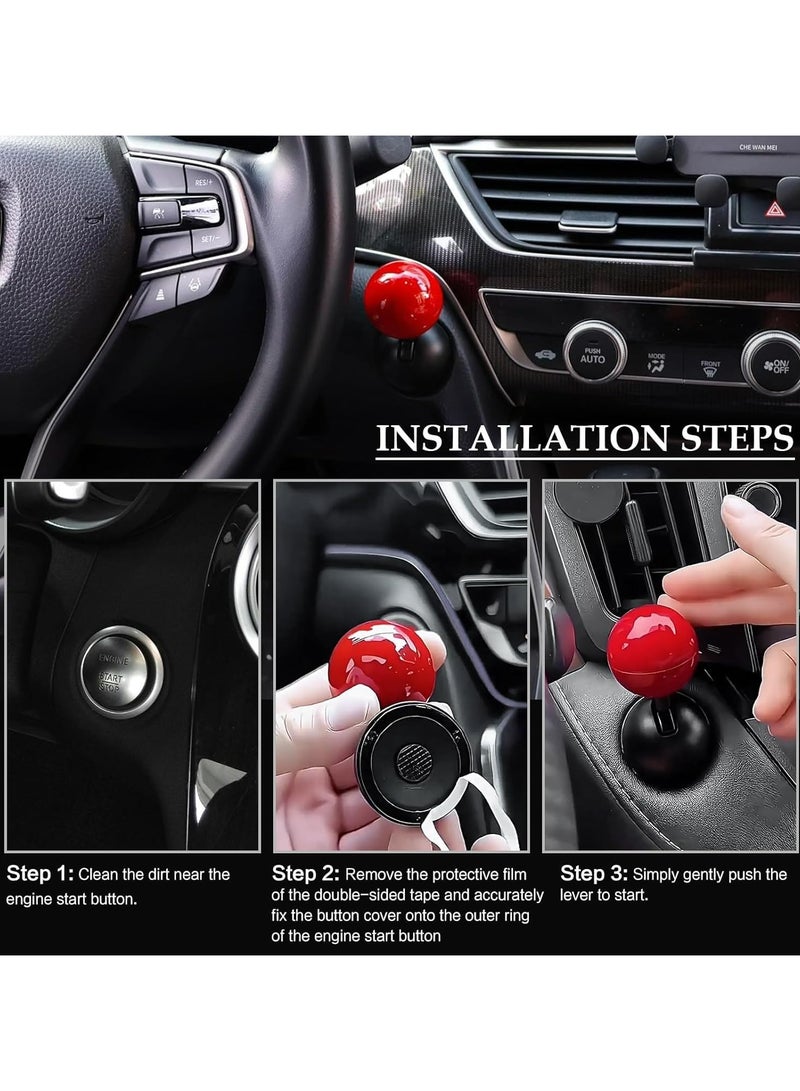 CMGTYYD Car Push to Start Button Rocker, Car One Button Start Lever, Car Engine Start Stop Button Joystick Starter Ball-bar Cover for Decorative Accessories Universal Size for Cars etc-Red - Image 5