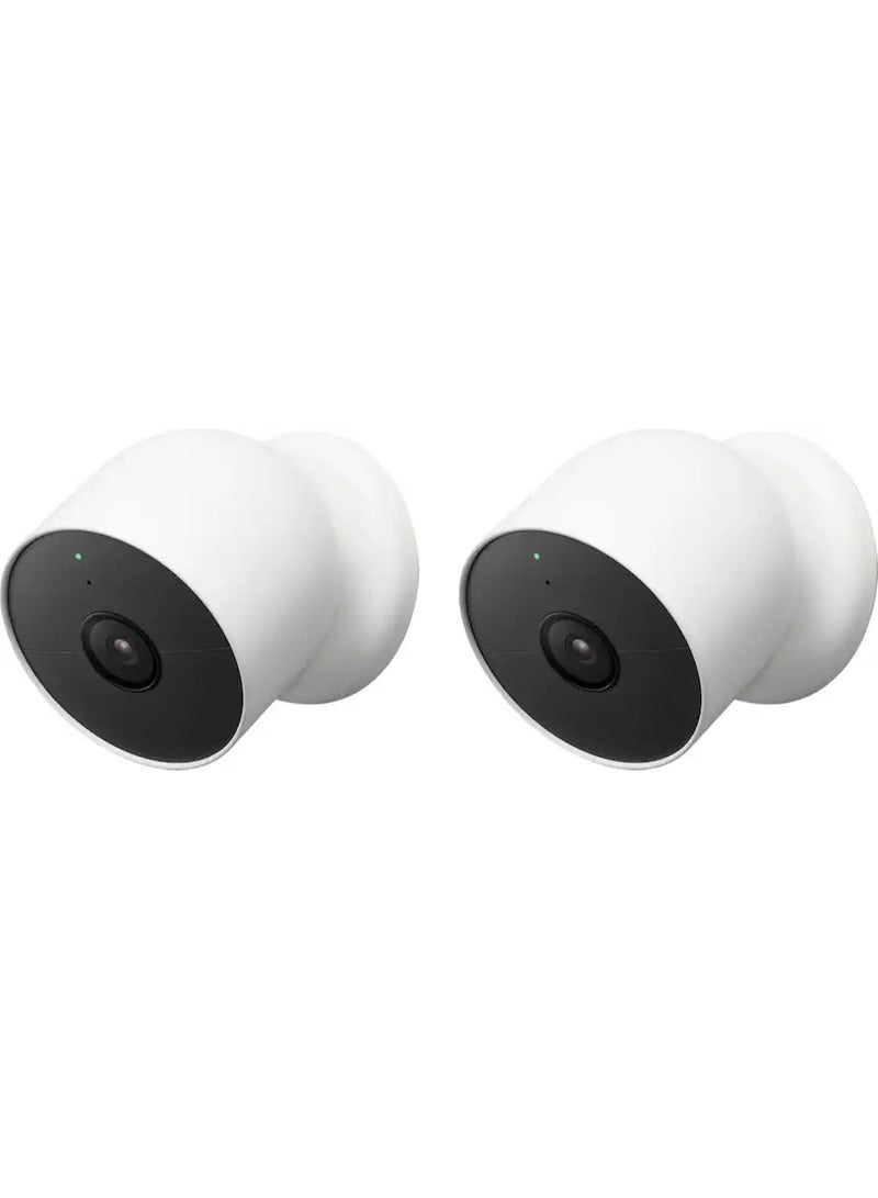 Google - Nest Cam 2 Pack Indoor/Outdoor Wire Free Security Cameras - Snow - Image 1