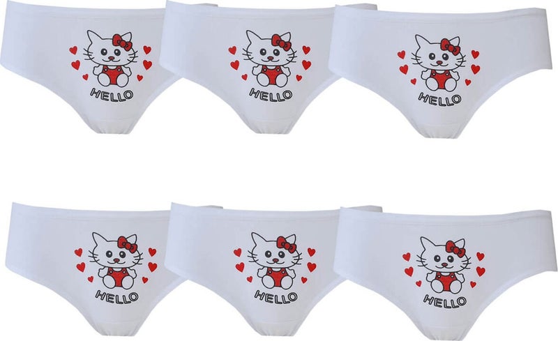 Hepsine Rakip Rival to All 6-Piece Girl's Panties Cotton Printed White Slips Economical Quality  - Image 1