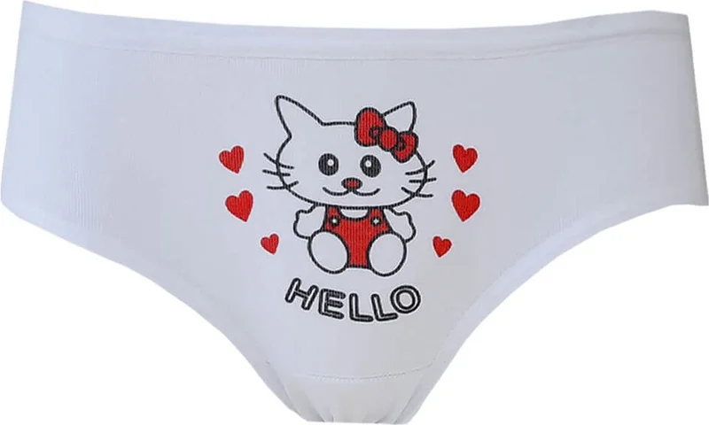 Hepsine Rakip Rival to All 6-Piece Girl's Panties Cotton Printed White Slips Economical Quality
