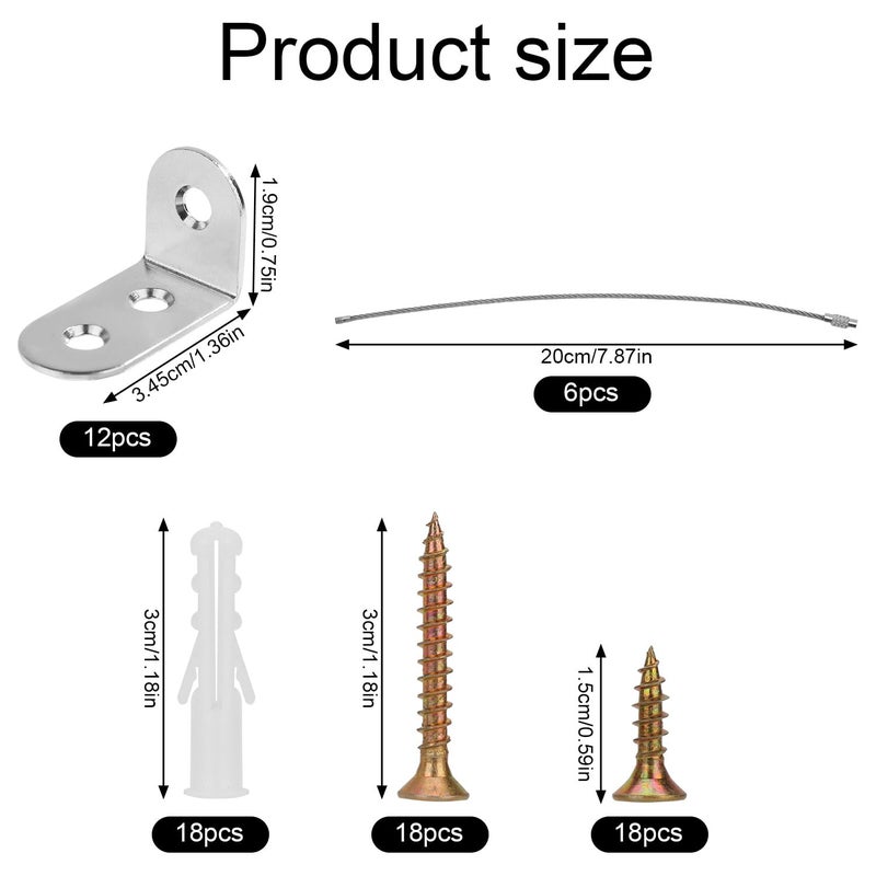 lasuroa 24pcs Furniture Anchors, Anti-Tip Furniture Anchors Stainless Steel Furniture Wall Anchor Falling Furniture Straps Prevention Furniture Anchors for Baby Proofing Safety - Image 2