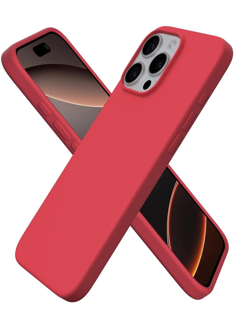 ELTRAZONE Soft Red Silicone Case for iPhone 16 Pro Max - Anti-Scratch & Shockproof Protection - Image 1