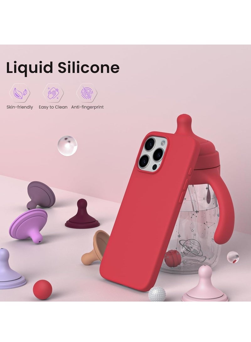 ELTRAZONE Soft Red Silicone Case for iPhone 16 Pro Max - Anti-Scratch & Shockproof Protection - Image 3