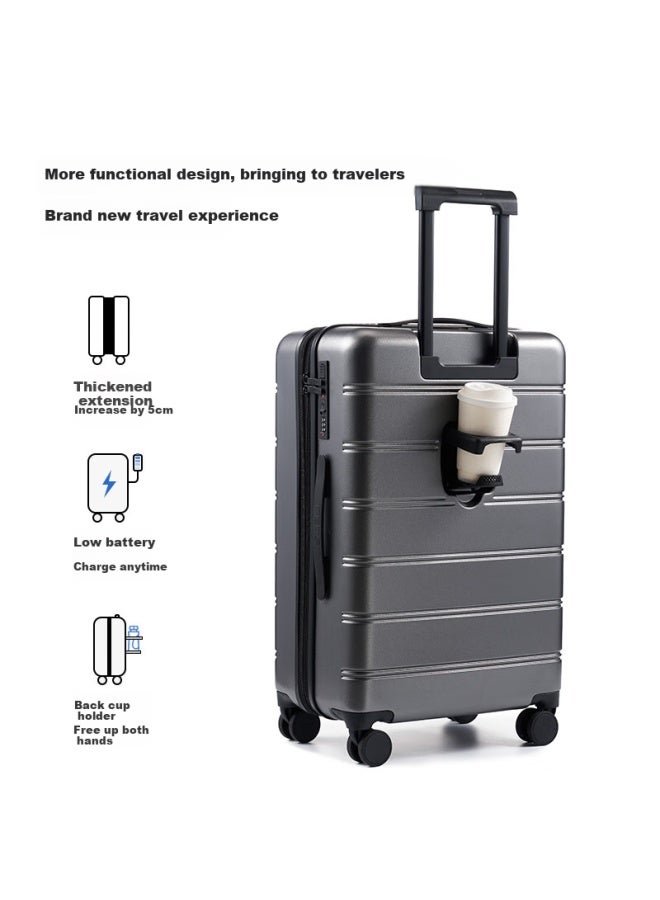Pepsi 20-inch Carry-on Luggage With Telescoping Handle, Expandable And Multi-functional Travel Suitcase For Men And Women, Password Protected Leather Suitcase - Image 5
