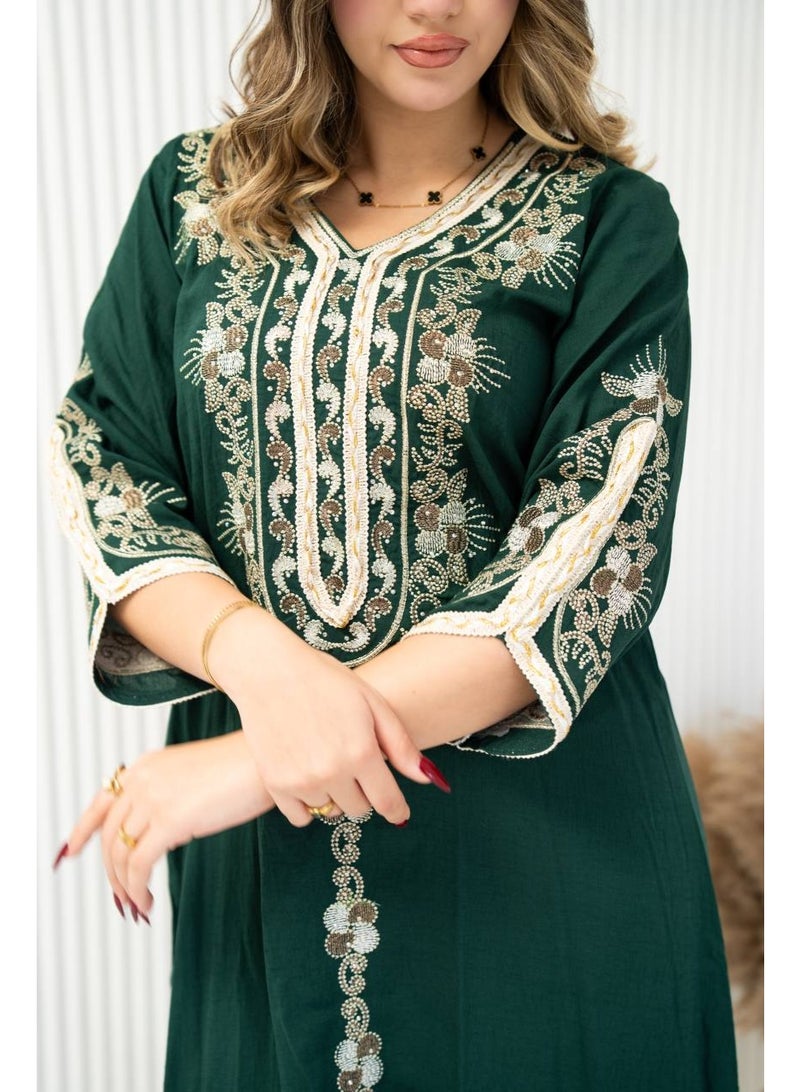 افندينا  جلابية أنيقة بتفصيل مريح وتطريز فاخر SM - 2 - Image 1