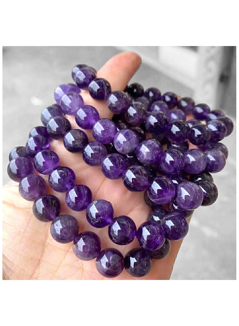 HADIGEMS 8mm Natural Amethyst Gemstone Strech Bracelet - Image 4