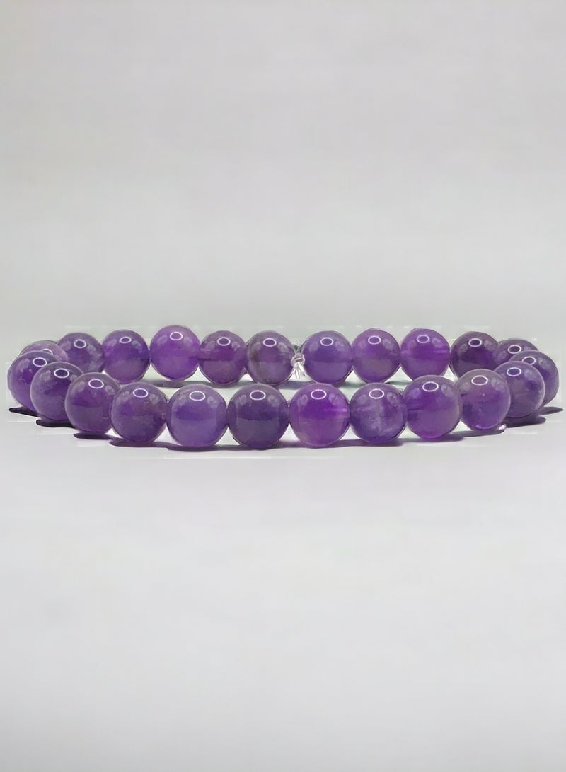 HADIGEMS 8mm Natural Amethyst Gemstone Strech Bracelet - Image 5