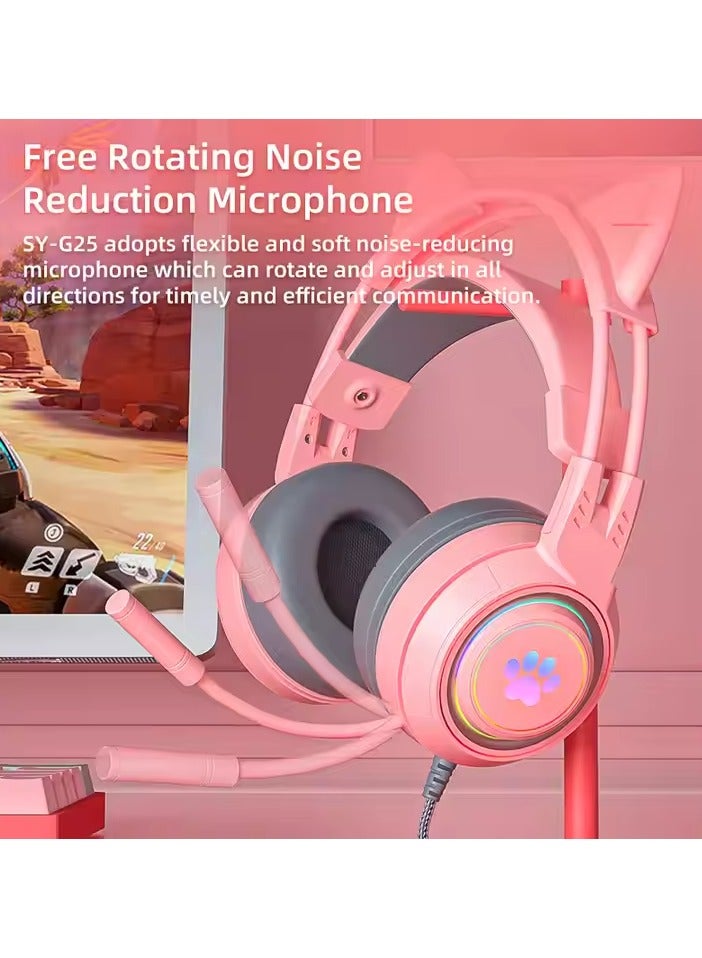 SY-G25 Cute Cat Ear On Ear Headphones - Image 4