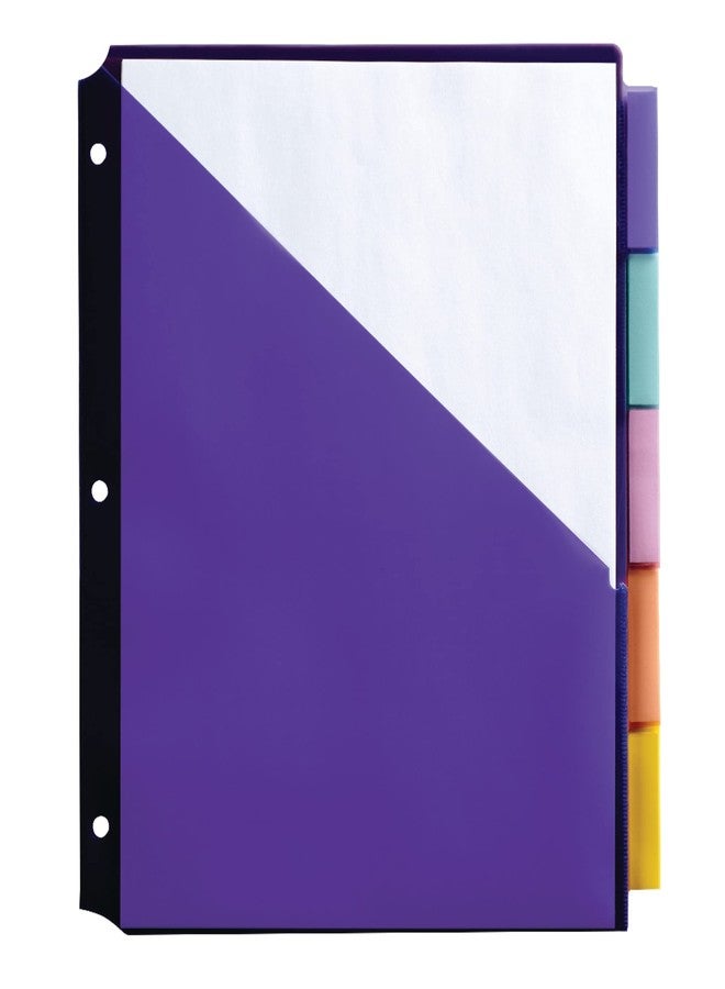 Office Depot® Brand Double Pocket Insertable Plastic Divider, 5-Tab, 9 1/2" x 11 1/4", Assorted Colors - Image 4