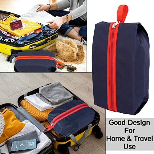 SNDIA Pack of 6 Reusable Shoe Bags for Travel – Waterproof & Dustproof Shoe Organizer for Men & Women, Durable Nylon Fabric, Thick Material for Shoe Protection (40x13x18cm, Blue & Red) - Image 4