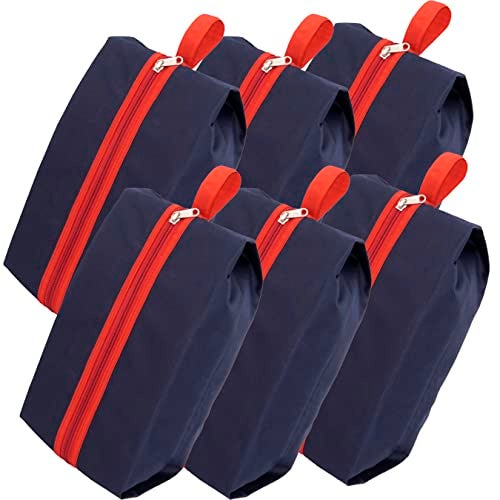SNDIA Pack of 6 Reusable Shoe Bags for Travel – Waterproof & Dustproof Shoe Organizer for Men & Women, Durable Nylon Fabric, Thick Material for Shoe Protection (40x13x18cm, Blue & Red) - Image 1