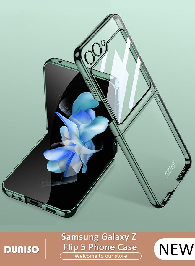 DUNISO Samsung Galaxy Z Flip5 Phone Case Full Body Protective Folding Phone Cover Anti-fall Anti-fingerprint Clear Phone Case for Galaxy Z Flip5 5G Phone Case - Image 1