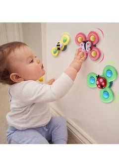 Generic 3-Piece Suction Cup Spinner Toys,Spinners for Babies, Baby Spinner Toys with Suction Cup, Silicone Simple Dimple, Colorful Suction Spinner Toys, Spinning Tops Birthday Gift(three Insects)  - Image 2