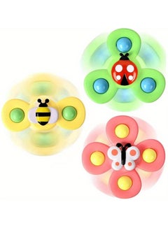 Generic 3-Piece Suction Cup Spinner Toys,Spinners for Babies, Baby Spinner Toys with Suction Cup, Silicone Simple Dimple, Colorful Suction Spinner Toys, Spinning Tops Birthday Gift(three Insects)  - Image 1
