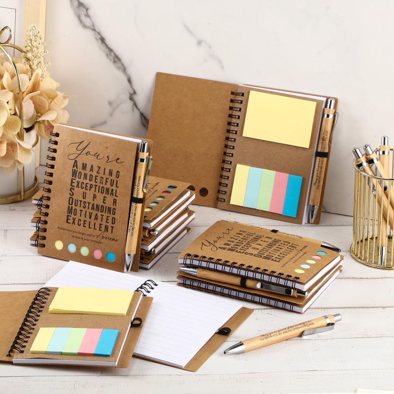 Jetec 25 Sets Inspirational Notebooks Bulk Christmas Employee Appreciation Gifts Spiral Notebook with Sticky Notepad Bamboo Pens for Xmas Thanksgiving Coworker Student Nurse Staff (Amazing) - Image 5