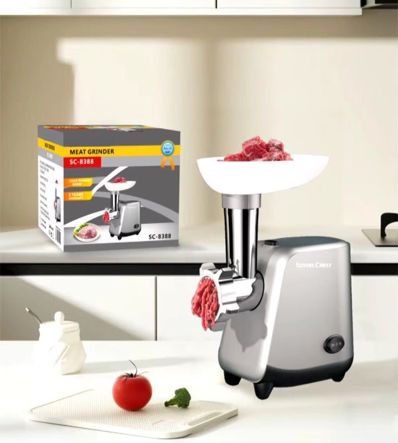 Slivers Criest SC-8388 Electric Meat Grinder 800W With Sausage Stuffer And Reverse Function Silver - Image 4