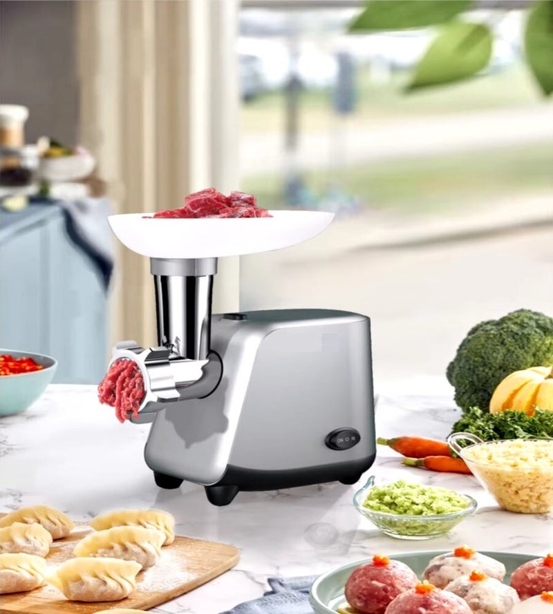 Slivers Criest SC-8388 Electric Meat Grinder 800W With Sausage Stuffer And Reverse Function Silver - Image 2