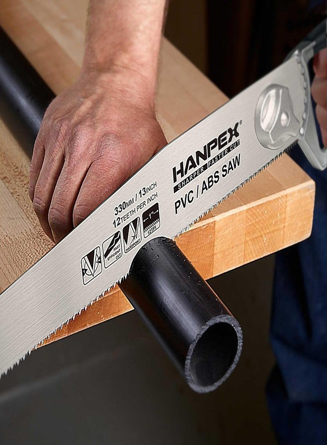 Hanpex 13-Inch Heavy Duty Pipe Saw - Adjustable Angle Hand Saw for PVC, ABS, Wood, Drywall & Plastic - Compact Design for Tight Spaces, Gardening, Trimming & General Purpose Cutting - Image 2