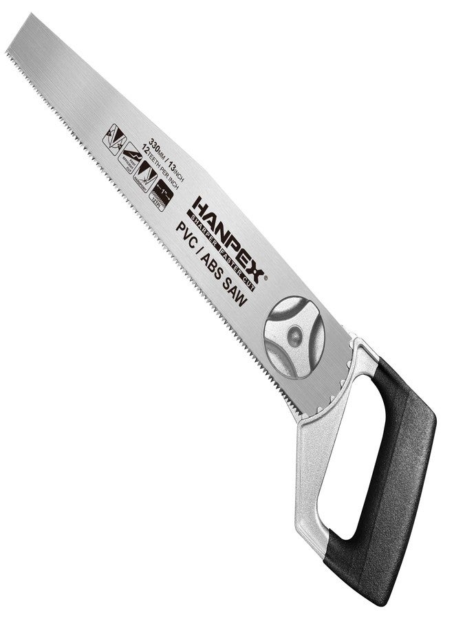 Hanpex 13-Inch Heavy Duty Pipe Saw - Adjustable Angle Hand Saw for PVC, ABS, Wood, Drywall & Plastic - Compact Design for Tight Spaces, Gardening, Trimming & General Purpose Cutting - Image 1