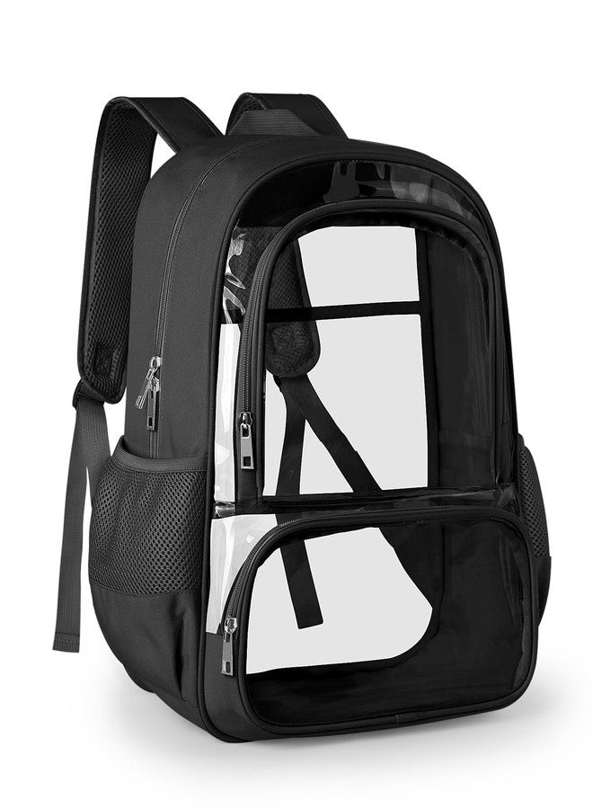 KIMNERPU Clear Backpack for School Large, Black, Large - Image 1