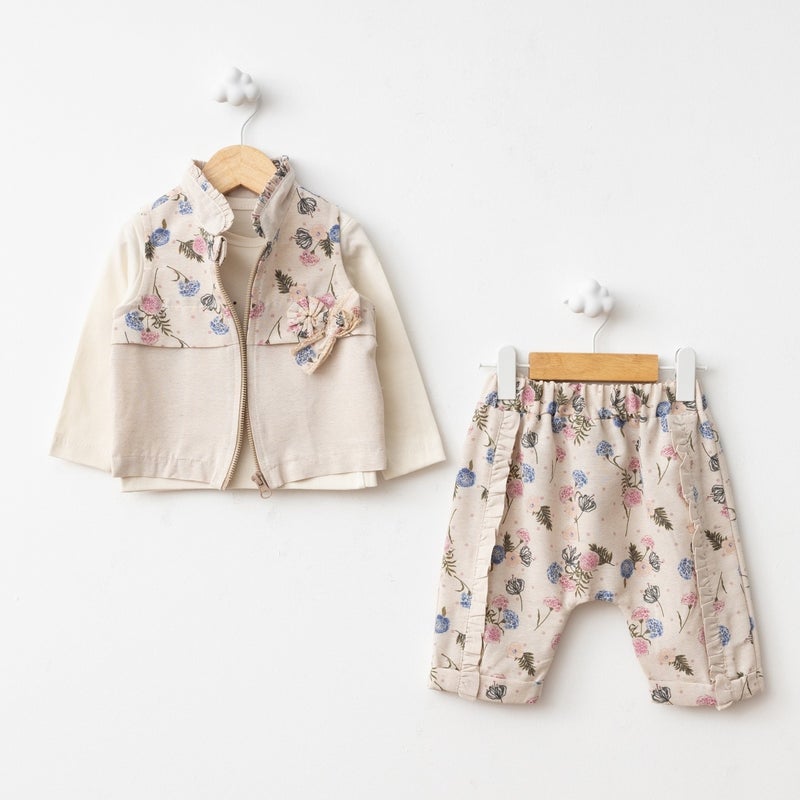 FOR MY BABY Baby Fou Rose Print Vest Set - Image 1