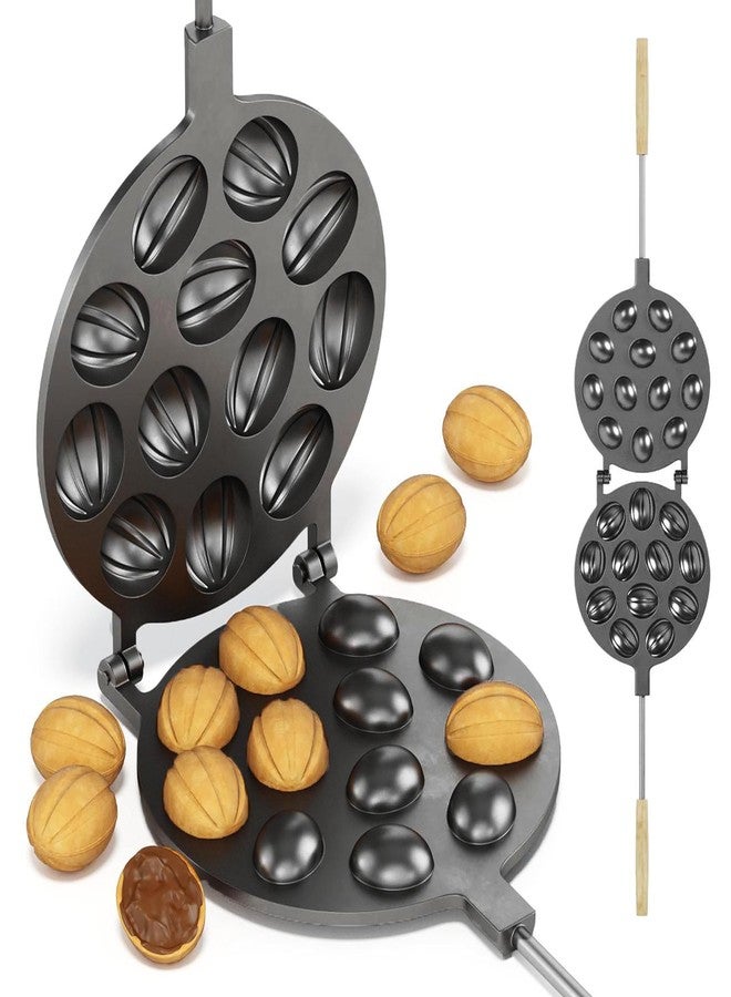 BIOL Heavy Oreshki Mold Oven Cookies Maker Oreshnitsa 12 Nuts Oreshki with Non-Stick Coating - Cookie Mold Oreshek Cake - Nut Cookie Shaped Molds - Metal Mold Form Nuts for Sweet Russian - Image 1