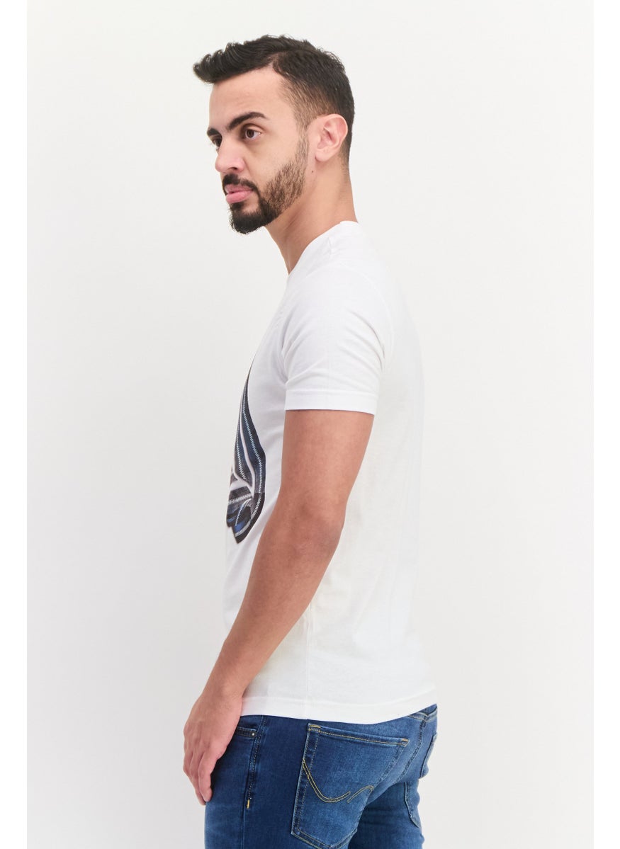 Free Soul - Men Crew Neck Short Sleeve Graphic Print Troon T-Shirt, White Combo - Image 1