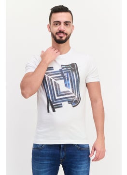 Men Crew Neck Short Sleeve Graphic Print Troon T-Shirt, White Combo