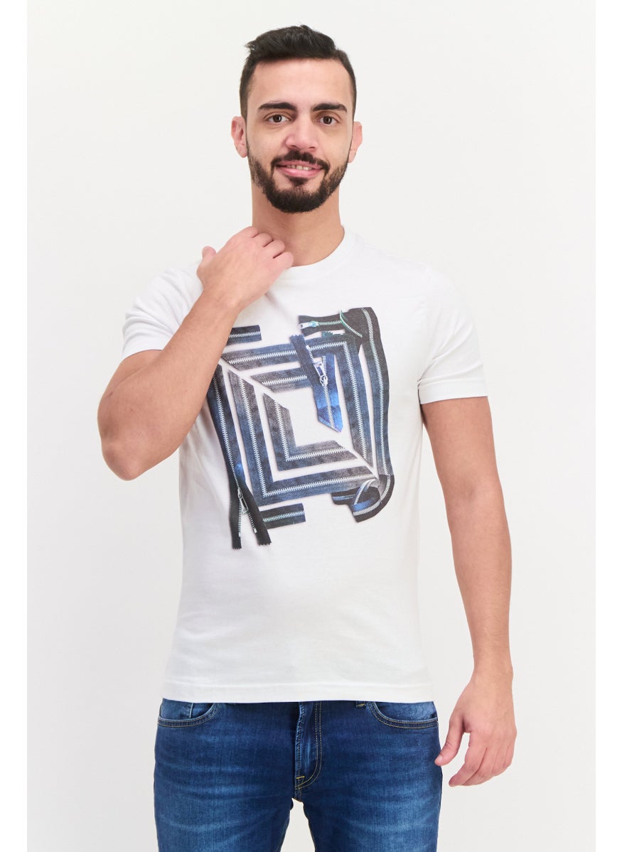 Free Soul - Men Crew Neck Short Sleeve Graphic Print Troon T-Shirt, White Combo - Image 1