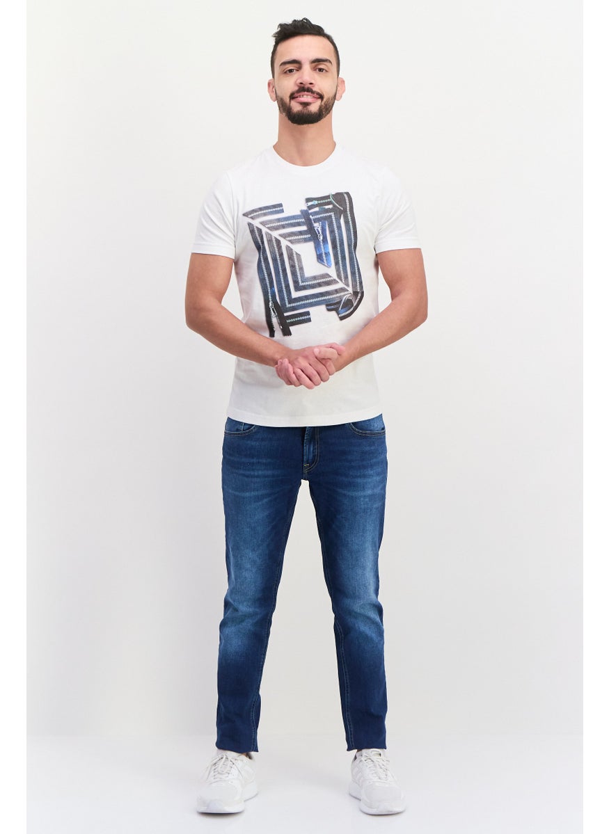 Free Soul - Men Crew Neck Short Sleeve Graphic Print Troon T-Shirt, White Combo - Image 1