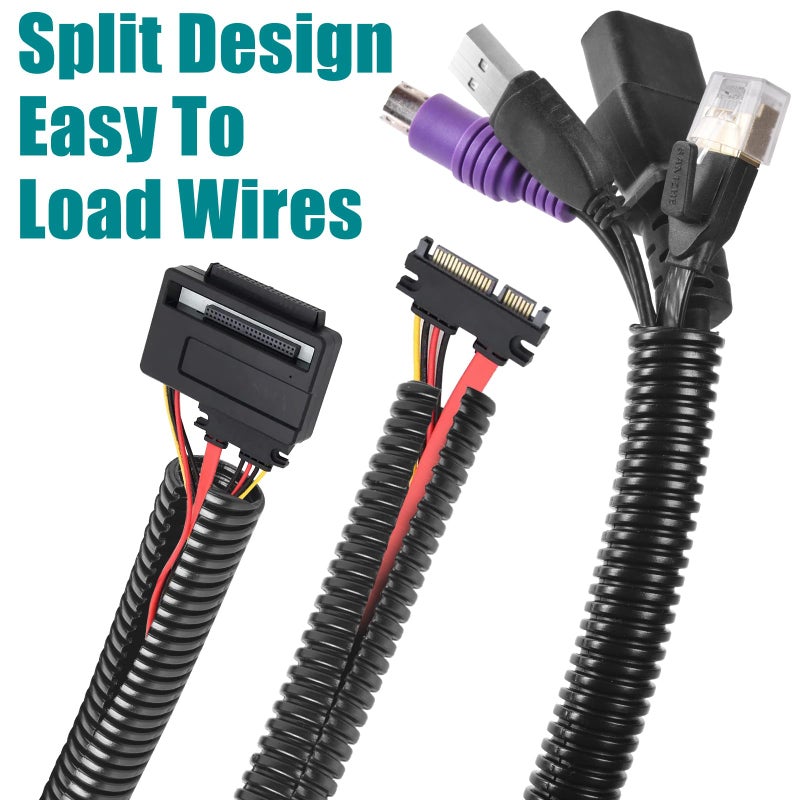 Allwin 1/4 Inch Wire Loom Split Tubing - 30 ft Cord Protector Electric Wires Covers, Automotive Wire Flexible Conduit, Plastic Wire Cover with Cable Zip Tie (1/4"-30ft) - Image 5