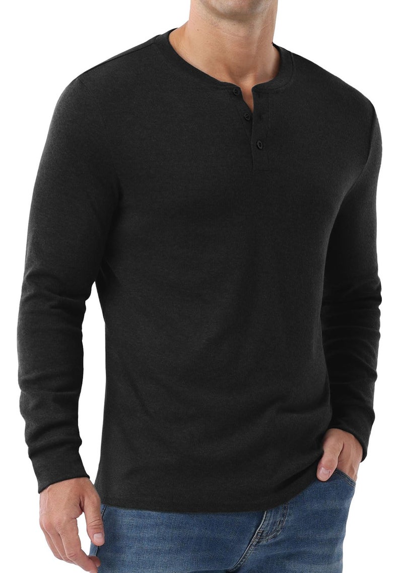 Sailwind Men's Henley Shirts Long Sleeve Casual Classic T-Shirts Button Henley Pullover Tee Black - Image 3